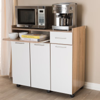 Baxton Studio MH8622-Light Oak/White-Kitchen Cabinet Charmain Modern and Contemporary Light Oak and White Finish Kitchen Cabinet